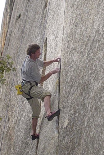 Ivo Ninov working through the low crux of the route.