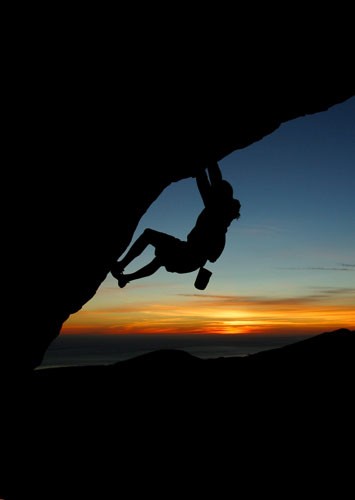 Sunset at the Lizards Mouth Traverse, V0, Santa Barbara, Calif.