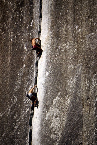 Rick Cashner and John Bachar soloing "Reed's Direct" 5.9. Yosemite 198...
