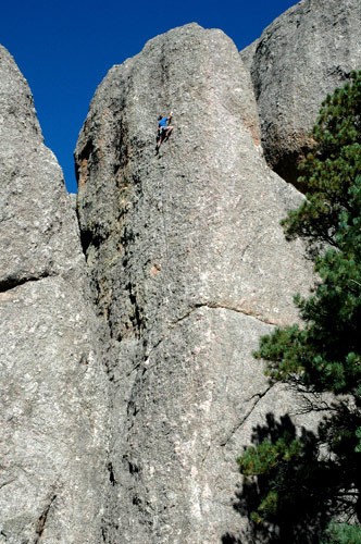 Errett Allen on the first ascent redpoint of Hog Heaven 5.10a, Monaste...