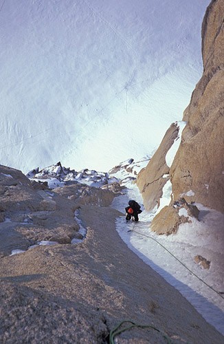 Mark Westman following the McNerthney Ice Dagger on the North Buttress...