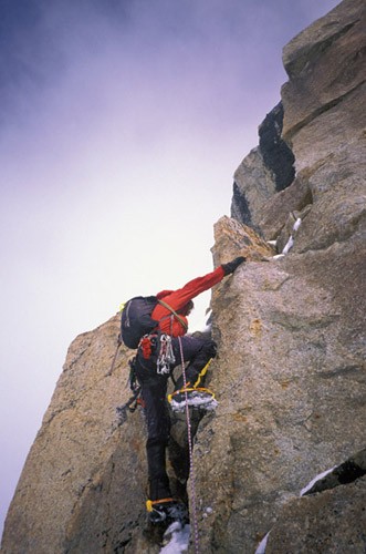 Daniel Zimmermann mixing it up on Tower 4 on the Southwest Ridge of Mt...