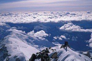 A climber high on the West Buttress of Denali.