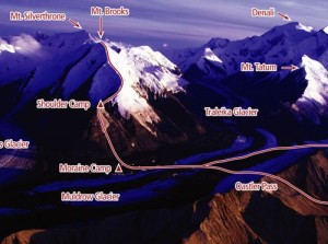 Mount Brooks - North Ridge III, 65-degree snow or ice - Alaska, USA. Click to Enlarge