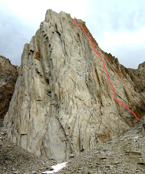 The route as seen from the bivy spot.