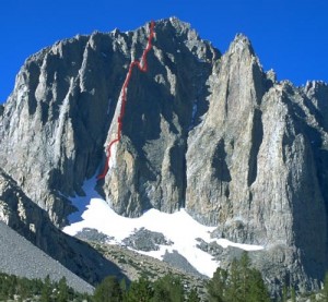 Temple Crag - Sun Ribbon Arete 5.10a - High Sierra, California USA. Click to Enlarge