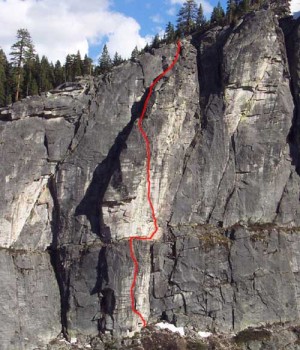 Lover's Leap, Central Wall - Eagle Buttress, Right 5.10a - Lake Tahoe, California, USA. Click to Enlarge