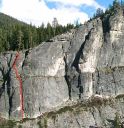 Lover's Leap, Central Wall - Lover's Chimney 5.7 - Lake Tahoe, California, USA. Click for details.