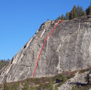 Lover's Leap, East Wall - East Crack 5.8 - Lake Tahoe, California, USA. Click to Enlarge