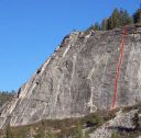 Lover's Leap, East Wall - The Line 5.9 - Lake Tahoe, California, USA. Click for details.