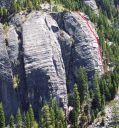 Lover's Leap, Lower Buttress - The Farce 5.5 - Lake Tahoe, California, USA. Click for details.