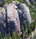 Lover's Leap, Lower Buttress - Surrealistic Pillar Direct 5.10b - Lake Tahoe, California, USA. Click for details.