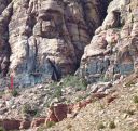 Brass Wall - Sniveler 5.6 R - Red Rocks, Nevada USA. Click for details.