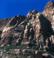 Whiskey Peak - Lazy Buttress 5.6 R - Red Rocks, Nevada USA. Click to Enlarge