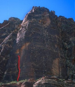 Whiskey Peak - Mazatlan 5.10d R - Red Rocks, Nevada USA. Click to Enlarge