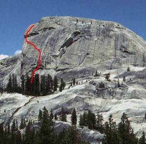 Daff Dome - Blown Away 5.9 - Tuolumne Meadows, California USA. Click to Enlarge