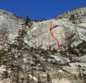 Harlequin Dome - Hoodwink 5.10a R - Tuolumne Meadows, California USA. Click to Enlarge