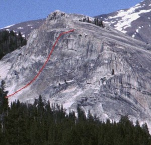 Lembert Dome - Direct Northwest Face 5.10c - Tuolumne Meadows, California USA. Click to Enlarge