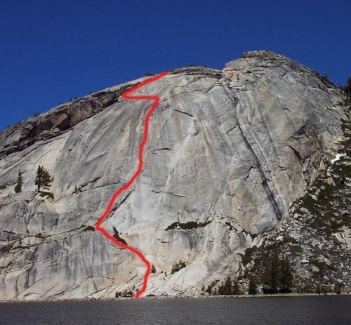 This route ascends a flake in the mirror-image of California.