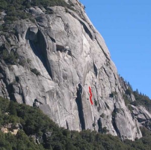 Reed's Pinnacle - Bongs Away, Left 5.8 - Yosemite Valley, California USA. Click to Enlarge