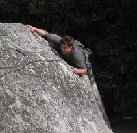 Swan Slab - Goat for It 5.10a - Yosemite Valley, California USA. Click to Enlarge