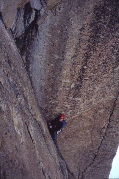 Mark Westman following the huge corner on the 2nd pitch of Thin Red Li...