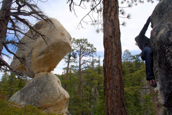 Tonya Fischer boulders near the amazing Balancing Rock.