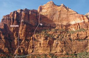 The Spearhead - Iron Messiah III/IV 5.10 - Zion National Park, Utah, USA. Click to Enlarge
