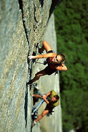 Beth Rodden and Tommy Caldwell on Lurking Fear. Yosemite, CA