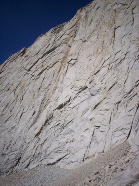 Harding route: two climber barely visible just below reddish dihedral ...
