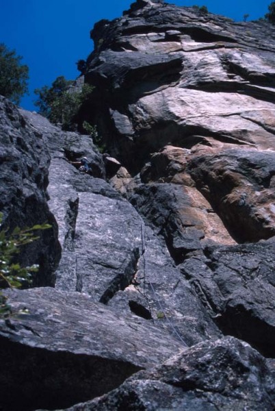 Climbing on Pitch 1.