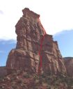 Independence Monument - Otto's Route 5.9 - Desert Towers, Utah, USA. Click for details.