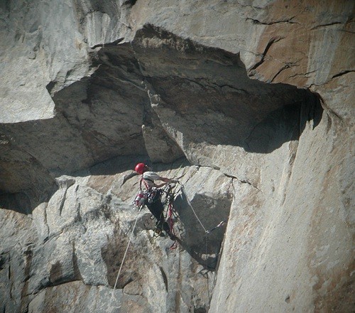 This is the first in a sequence of three photos that shows a climber a...