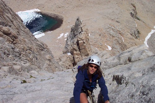 Sarah Felchlin on the Washboard, East Face of Mt. Whitney.