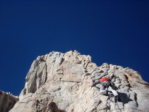 Tom Mason climbing pitch 3 of East Buttress, Mt. Whitney. This is one ...