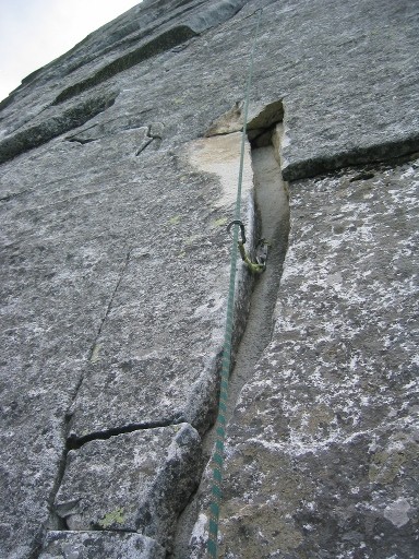 The left traverse on the second pitch has changed were a 3x3 flake has...