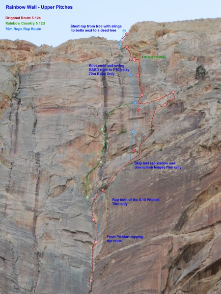 A topo for the upper pitches of the Rainbow Wall.