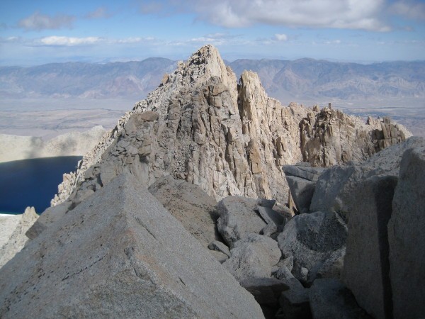 Looking down the East Ridge toward Lake Tulainyo from the summit.