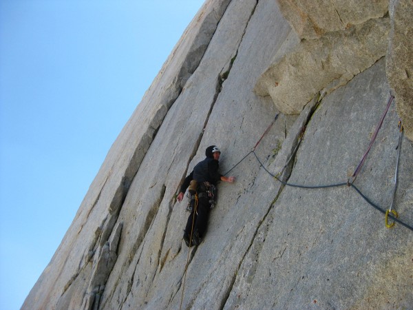 Transitioning into the crack. Miranda photo.