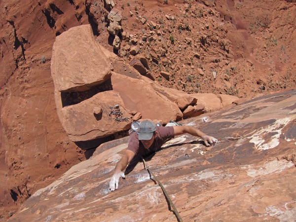 Rick coming up the final difficult face section on Fine Jade