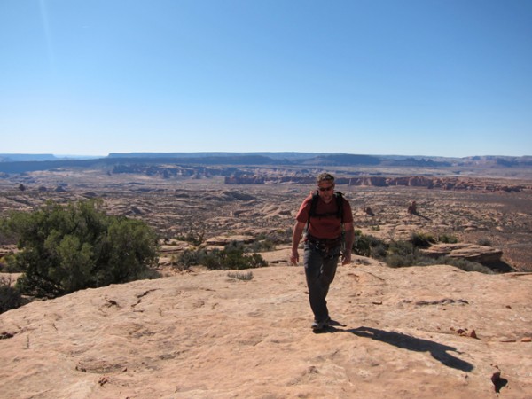 Tom tops out on Elephant Butte, Arches NP.