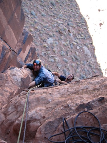 Tom and Stoney getting extreme on Lighthouse Tower.