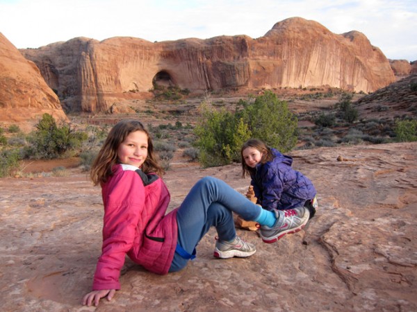 Tatum and India on the Corona Arch trail.