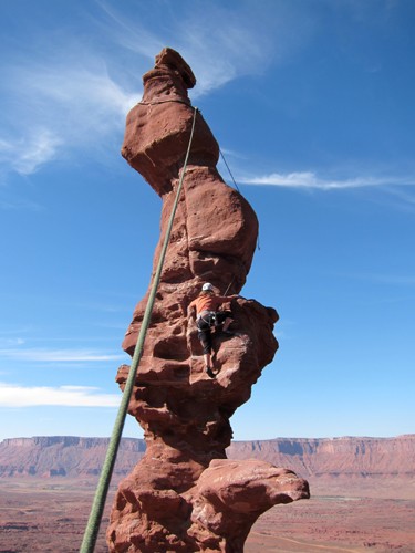 Lisa climbs the crazy the corkscrew summit, Ancient Art.