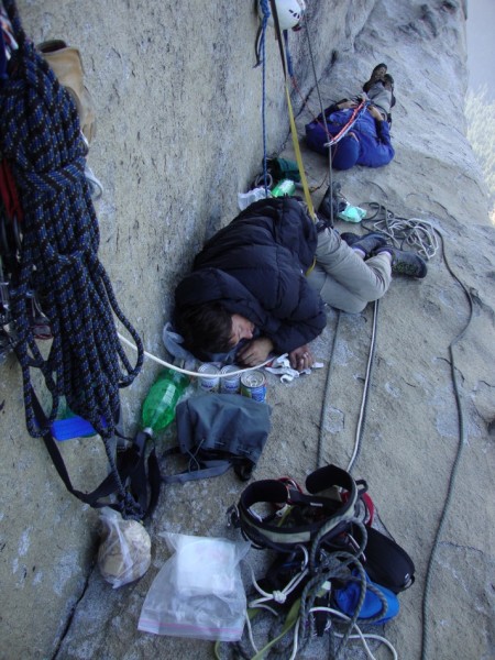 Frost and Meinzer taking a nap above the Shield Headwall "epic style"