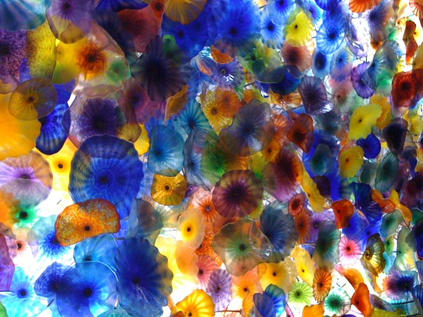 The wonderful Chihuly ceiling at the Bellagio