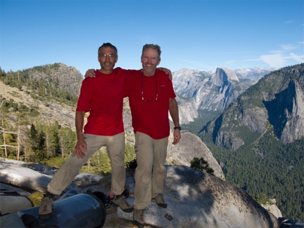 Mark Hudon &#40;L&#41; and Max Jones on the summit of El Capitan after...