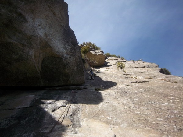 Chris at the begining of P.2 just past the minor roof. Great liebackin...