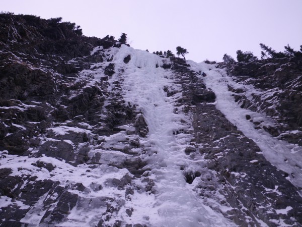 Moonlight on left, Snowline on right &#40;note climber nearing belay&#41;