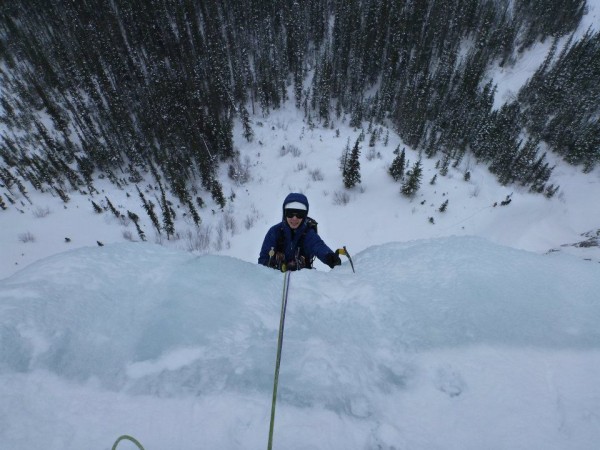 Me on the third pitch of Weeping Wall, center &#40;WI5&#41;